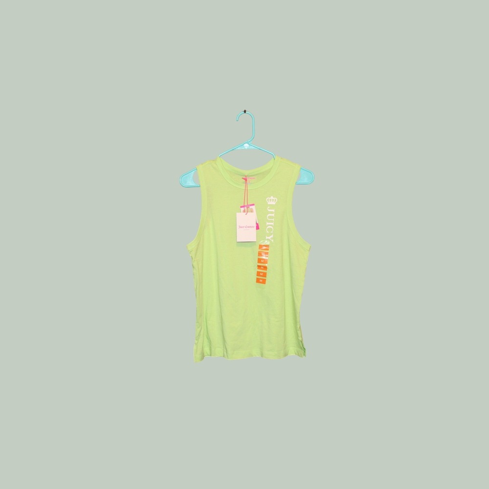 Juicy Couture Sport Lime Green Muscle Tank Top Logo Graphic NWT Medium